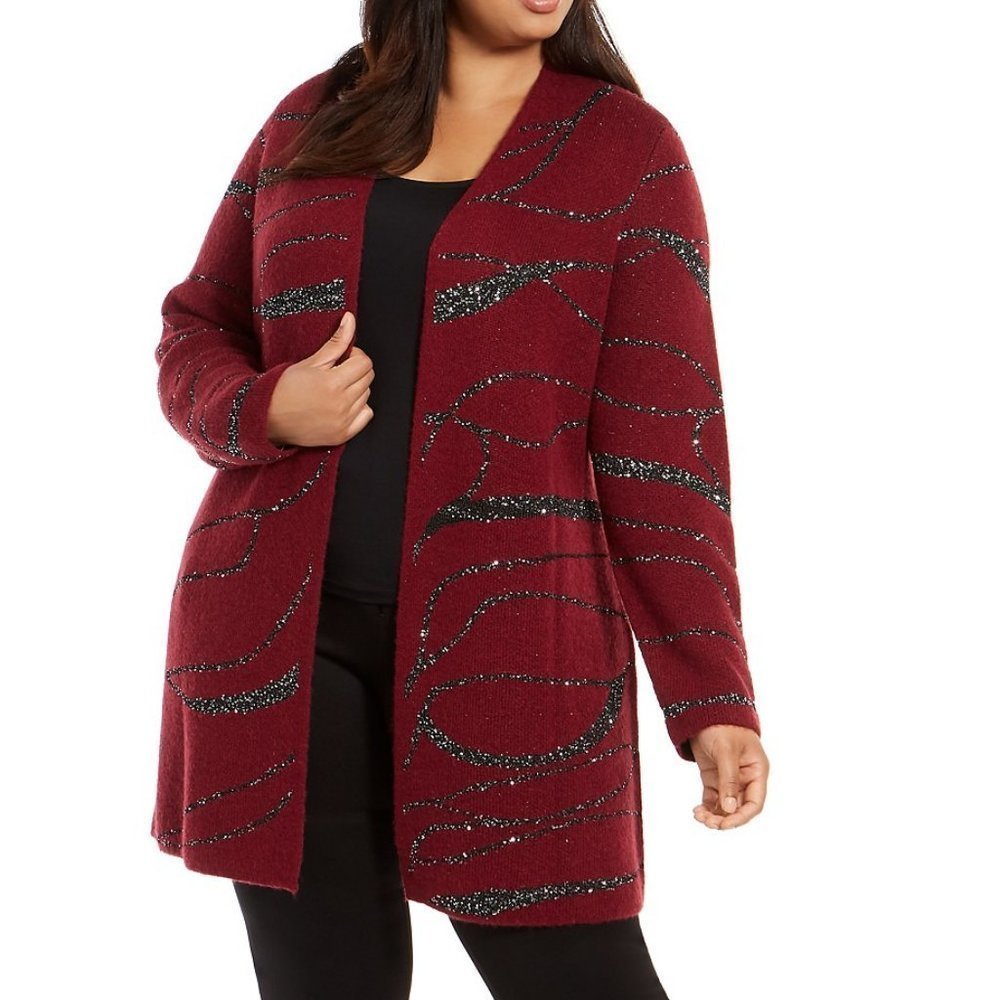 𝅺alfani Plus Size Sequin Swirl Cardigan Sweater